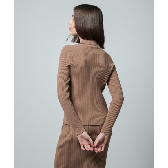 Max Mara Weekend Papiro Rib Knit Cardigan Brown Size L Quiet Luxury Minimalist - Picture 9 of 10